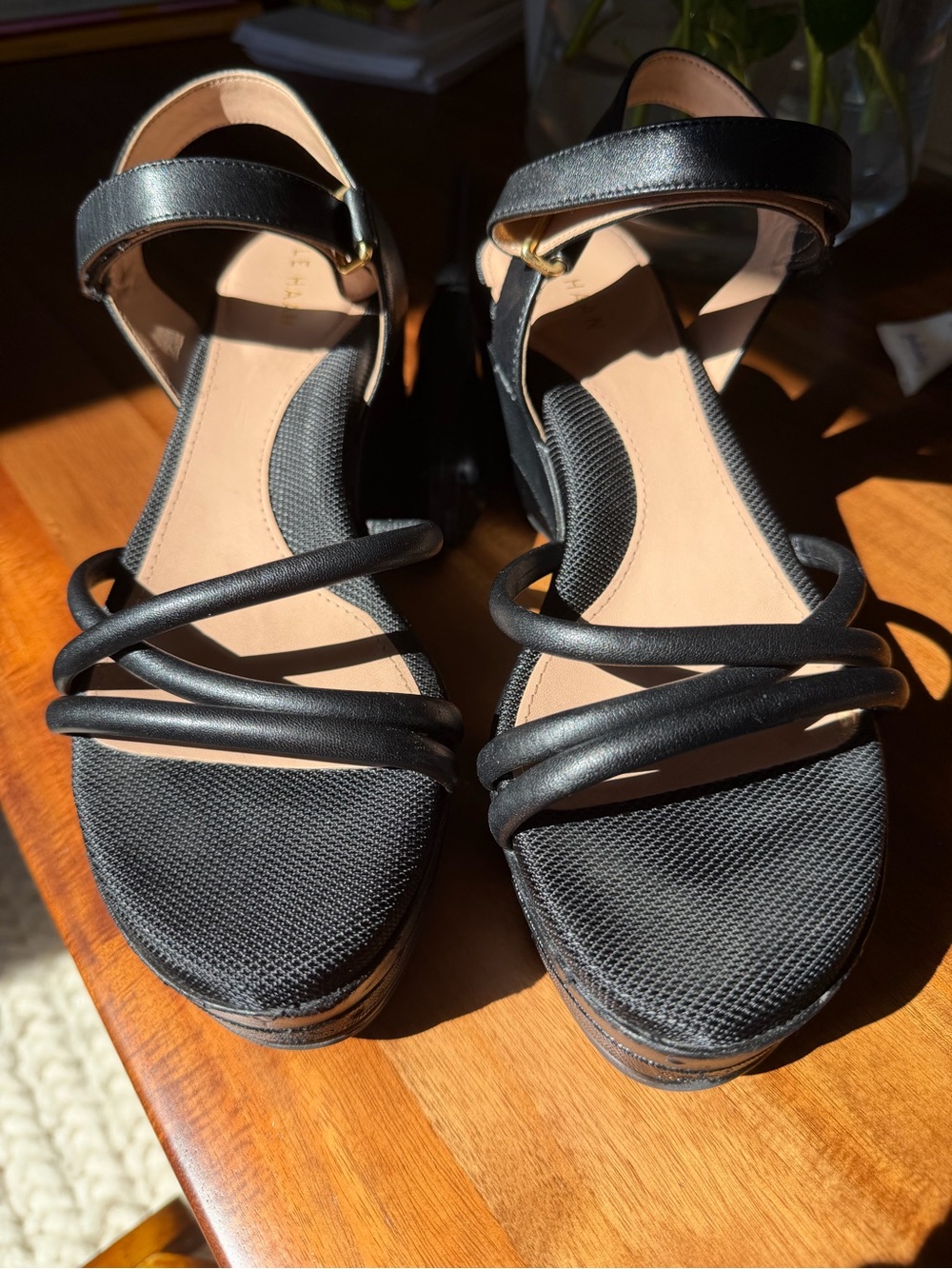 Cole Haan Black Strappy Platform Sandals